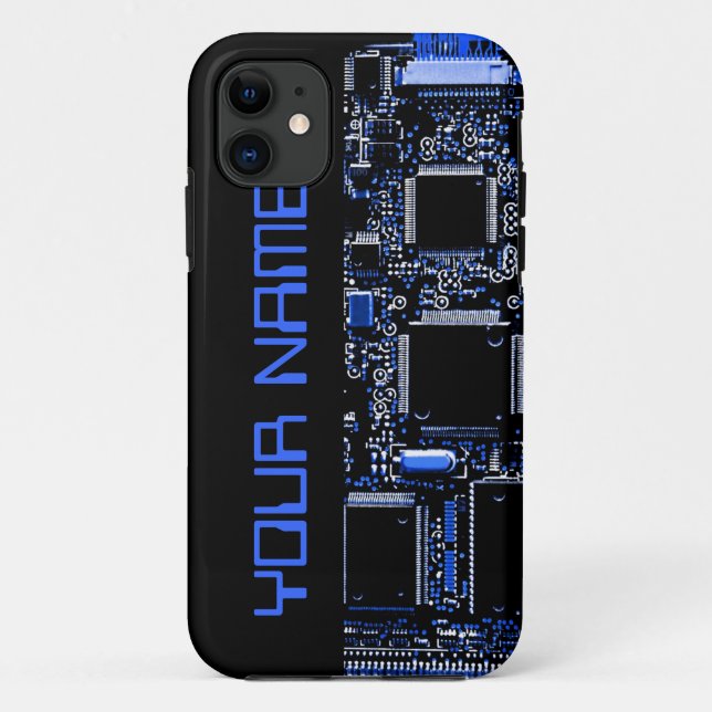 Circuito Azul 2 "Nome" capas de iphone preto (Verso)