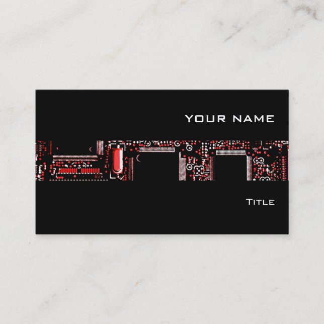 Circuito vermelho 2 faixa cartão de visita preto (Frente)