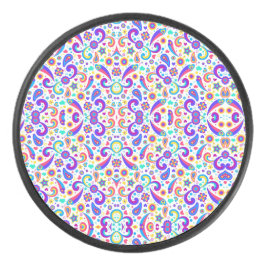 Circular item with a vibrant, symmetrical purple