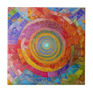 Círculo Arco-Íris Vibrante Arte Mosaica Colorida