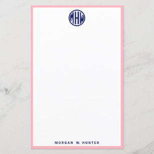 Círculo branco cor-de-rosa Monograma Fonte DIY BG