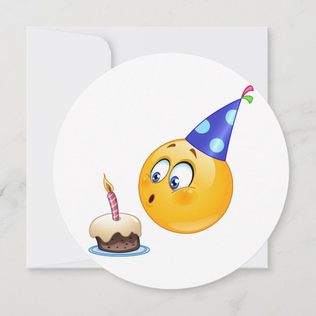 Círculo de Convite de aniversário emoji (Verso)
