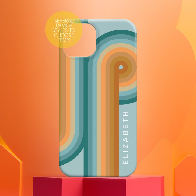 Círculo de Cores Sudoeste da Arte de Linha Retroat (Personalized Phone Case with Custom Name - Pick Your Device)