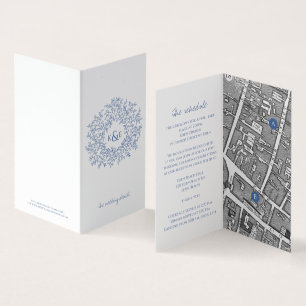 Círculo de folhas de cor azul-branca