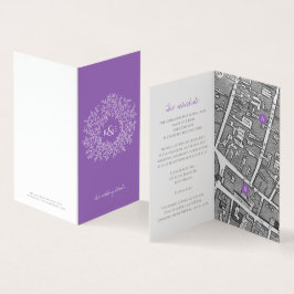Círculo de folhas mapa e detalhes de casamento rox