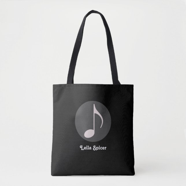 círculo de notas musicais na bolsa de tote preto c (Frente)