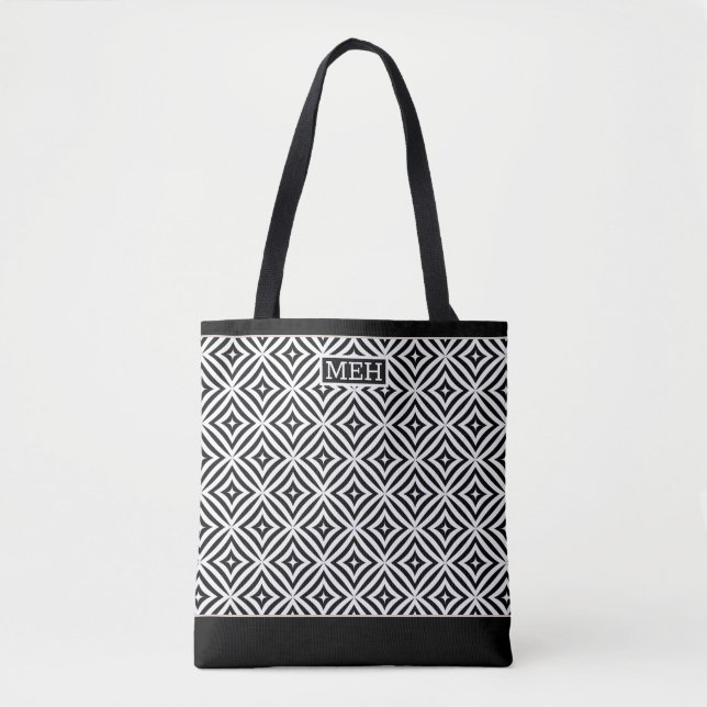 Círculo Diamante TI Monograma BW Tote Bag (Frente)