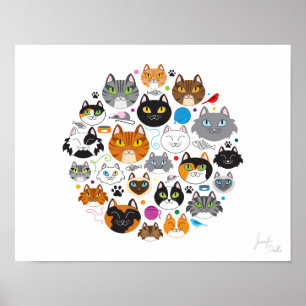 Círculo do poster dos gatos 11x14