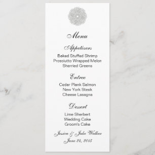 Círculo Floral de Prata da Placa de Menu