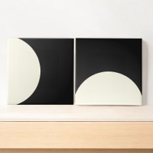 Círculo Geométrico Preto e Branco Abstrato Moderno