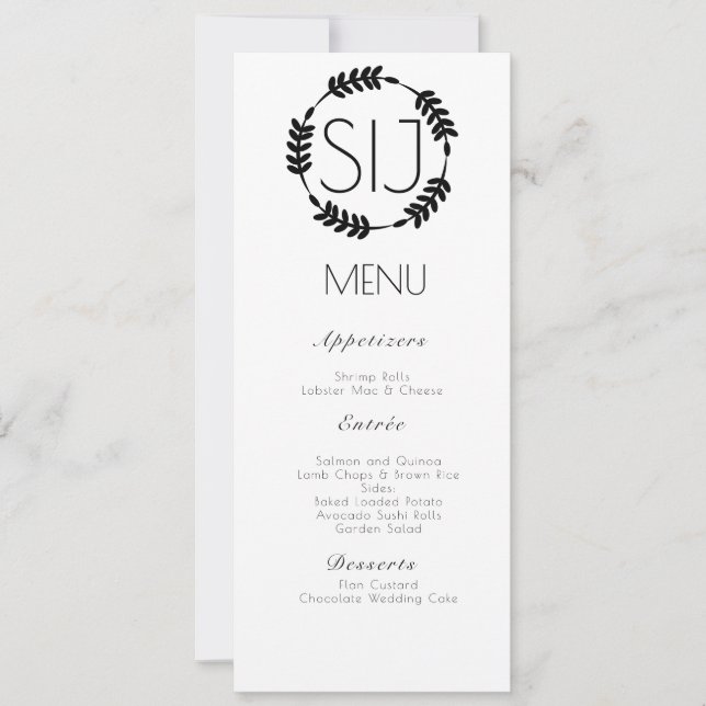 Círculo Minimalista de Ramalhete de Noiva Menu (Frente)