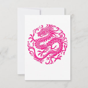 Círculo Tradicional de Dragões Chineses Rosa