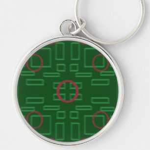 Círculo Vermelho na Chaveiro Geométrica Verde