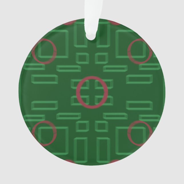 Círculo Vermelho sobre Ornamento Acrílico Geométri (Frente)