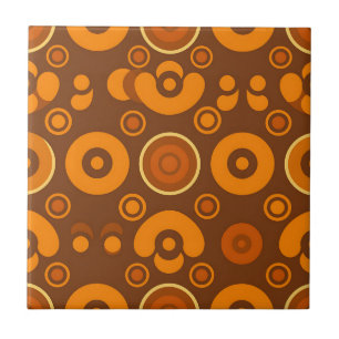 Círculos Abstratos Groovy Retro Padrão 1970