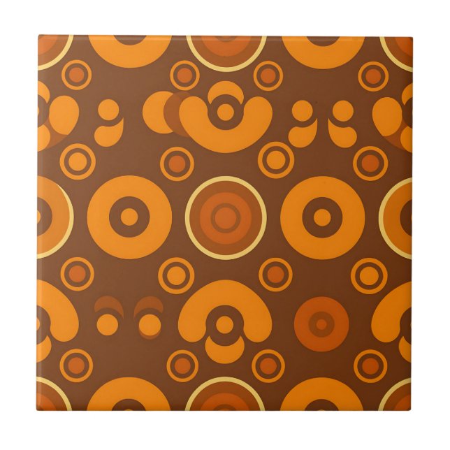 Círculos Abstratos Groovy Retro Padrão 1970  (Frente)