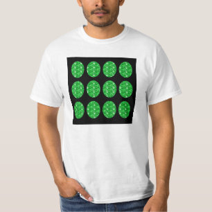 Círculos Brilhantes Verdes Da Camisa T Em Preto