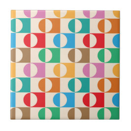 Círculos Coloridos do meio século no Padrão Quadra