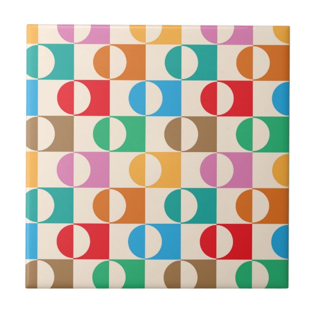 Círculos Coloridos do meio século no Padrão Quadra (Frente)