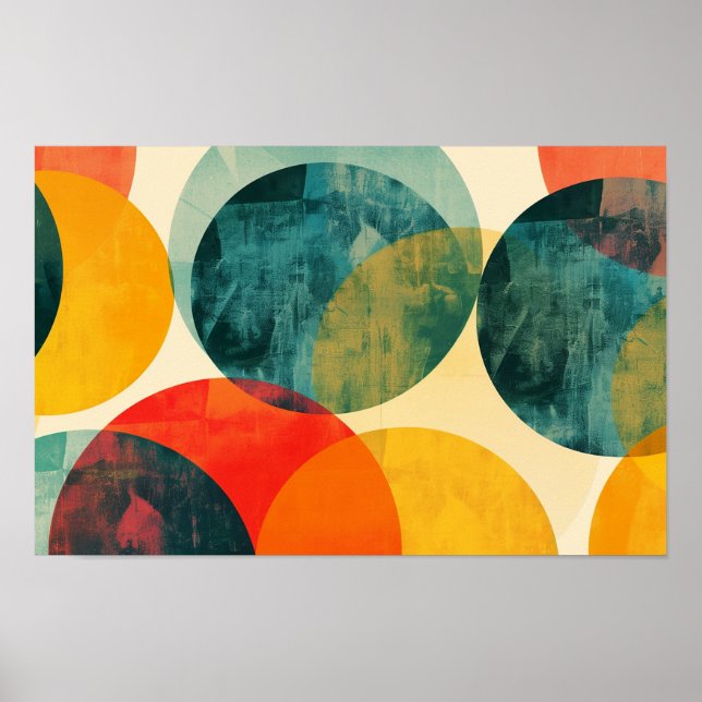 Círculos com texturas de tinta Poster (Frente)