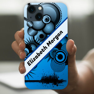 Círculos de abstrato azul e preto personalizados