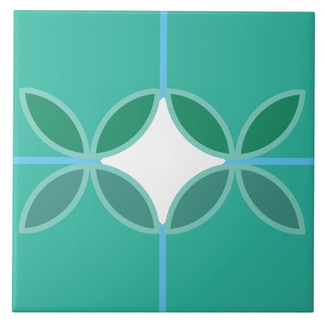 Círculos de pétalas geométricos e cruz de diamante (Frente)