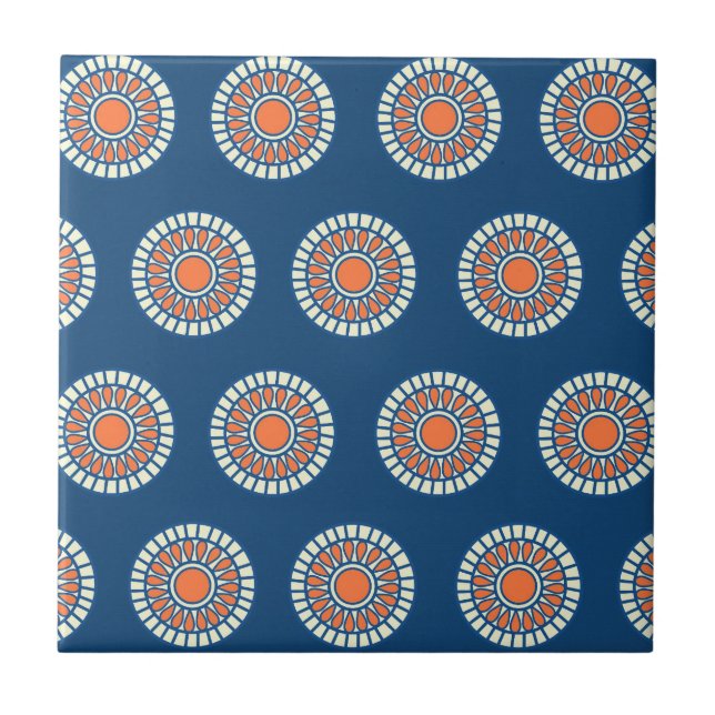 Círculos Decorativos de Mandala Azul e Laranja (Frente)