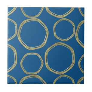 Círculos Dourados e Azul Água Rústico Chic Moderno