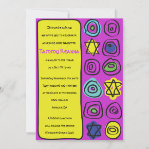 CÍRCULOS E Bar SQUARES Bat Mitzvah Convite