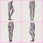 Círculos e Ouros Cinzas Pink Leggings<br><div class="desc">Estas leggings em ondas tortuosas de círculos e diamantes em preto e cinza são uma design monocromática divertida e suja com uma pincelada de rosa. O padrão monocromático faz uma declaração de moda que é divertida e chique.</div>