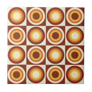 Círculos laranja amarelo de meados do século em qu