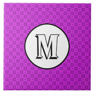 Círculos monográficos e quadrados num padrão roxo