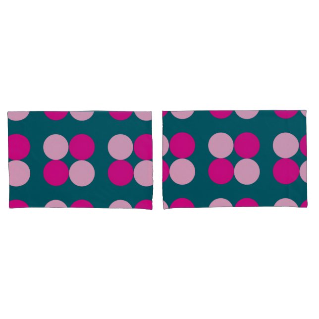 Círculos Rosa em Fronha Verde (Frente - conjunto)