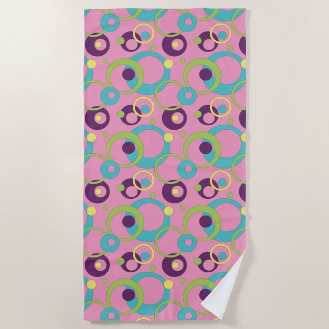 Círculos Rosa Funk Toalha de Praia (Frente)