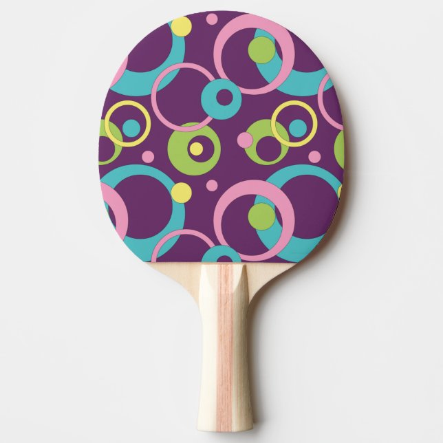 Círculos Roxos Funky Raquete de Ping Pong (Frente)