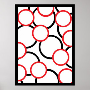 Círculos vermelhos e pretos do poster