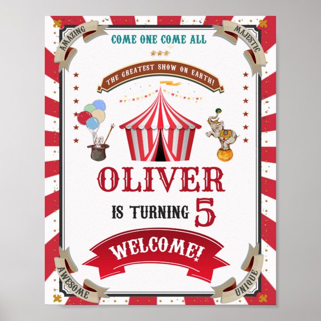 Circus welcome party sign Festival welcome poster (Frente)