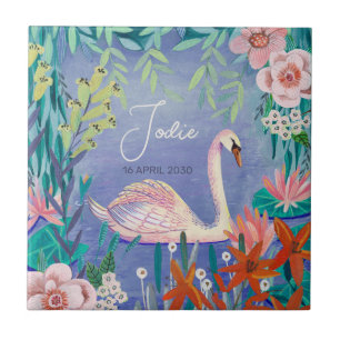 Cisne Bonito Elegante Azul e Rosa Churrasco de Beb