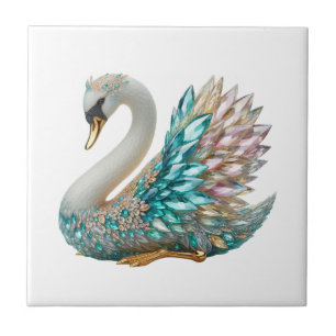 Cisne de Diamante Brilhante Cristal Dourado Bling