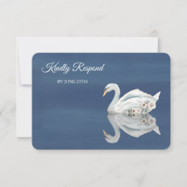 Cisne Floral Branco em RSVP de Casamento do Menu A