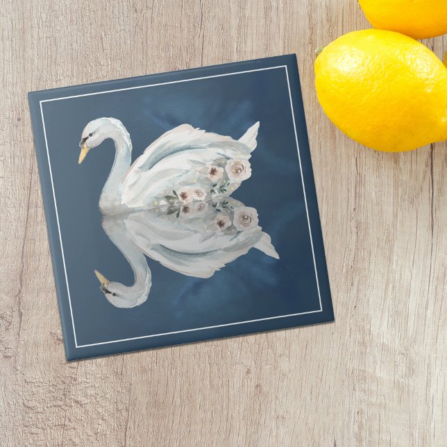 Cisne Floral Reflexo Azul (Criador carregado)