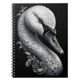 "Cisne Gracioso" Caderno Espiral de Arte Preto e B