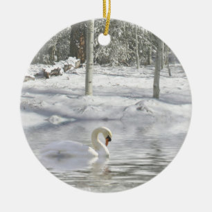 Cisne no Enfeites de natal de neve