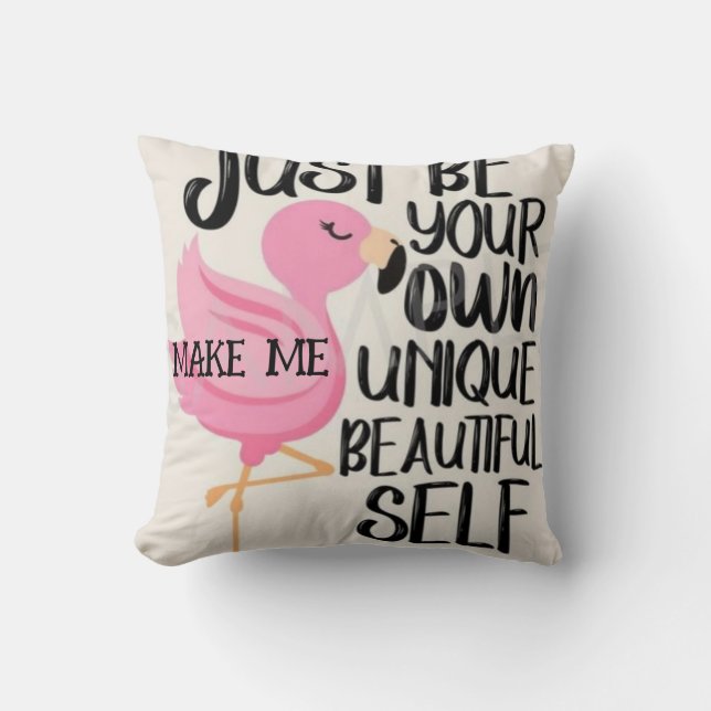 CISNE ROSA E DESENHO DE FONTE PRETA EM Almofada De (Frente)