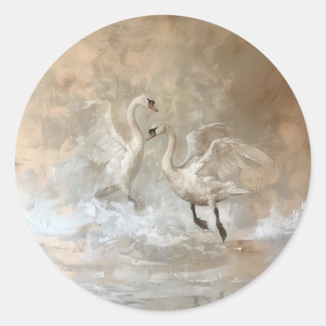 Cisnes - Adesivos Redondos para Material de Escrit (Frente)