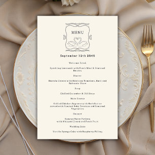 Cisnes Desenhados à Mão Vintage Cartão de Menu de