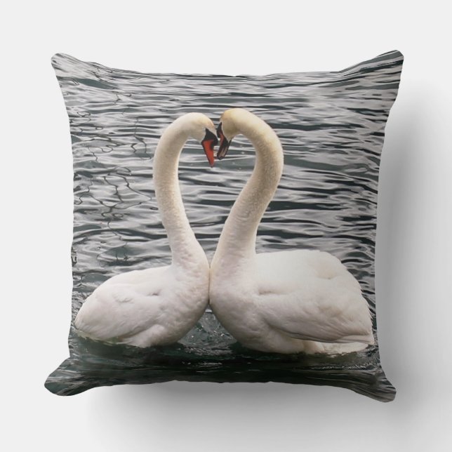 Cisnes Feliz dia dos namorados Almofada (Frente)