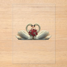 Cisnes Românticos e Rosas Vermelhas Elegantes - Di