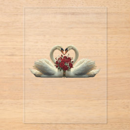 Cisnes Românticos e Rosas Vermelhas Elegantes - Di