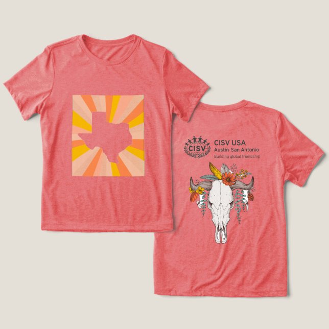 CISV Austin Decorative Cattle Skull, Mulheres (Design Frente e Verso)